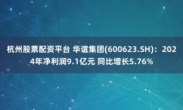 杭州股票配资平台 华谊集团(600623.SH)：2024年净利润9.1亿元 同比增长5.76%