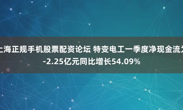 上海正规手机股票配资论坛 特变电工一季度净现金流为-2.25亿元同比增长54.09%